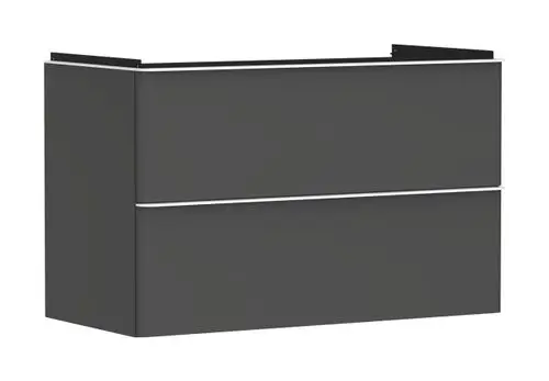 Hansgrohe Waschtischunterschrank in diamantgrau matt mit zwei Schubkästen, geeignet für einen Waschtisch, klare Linien, funktionales Design.